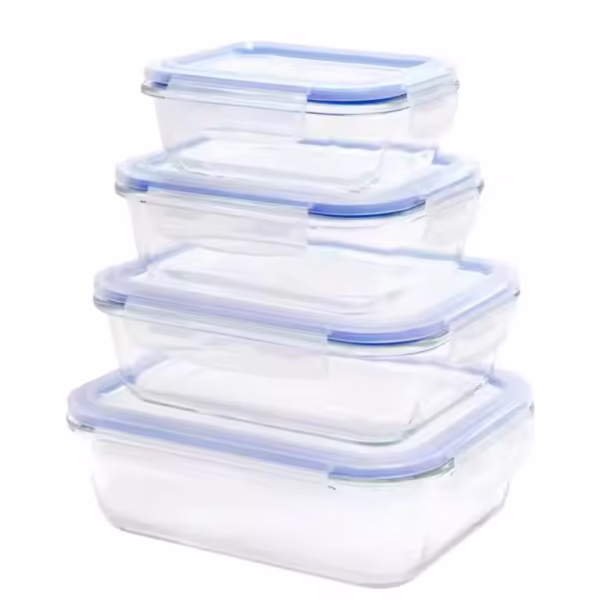 Rectangle High Borosilicate Glass Food Storage Box with Plastic Lid ,glass Lunch Box with Airtight Lid