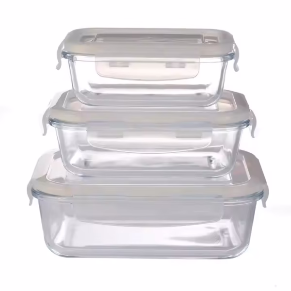Microwave Oven Glass Lunch Box Heat Resistant Transparent Square Borosilicate Airtight Crisper Food Container