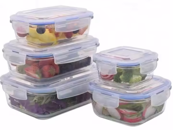 Rectangle High Borosilicate Glass Food Storage Box with Plastic Lid ,glass Lunch Box with Airtight Lid - Image 2