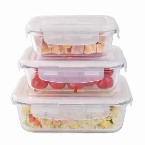 Microwave Oven Glass Lunch Box Heat Resistant Transparent Square Borosilicate Airtight Crisper Food Container - Image 2