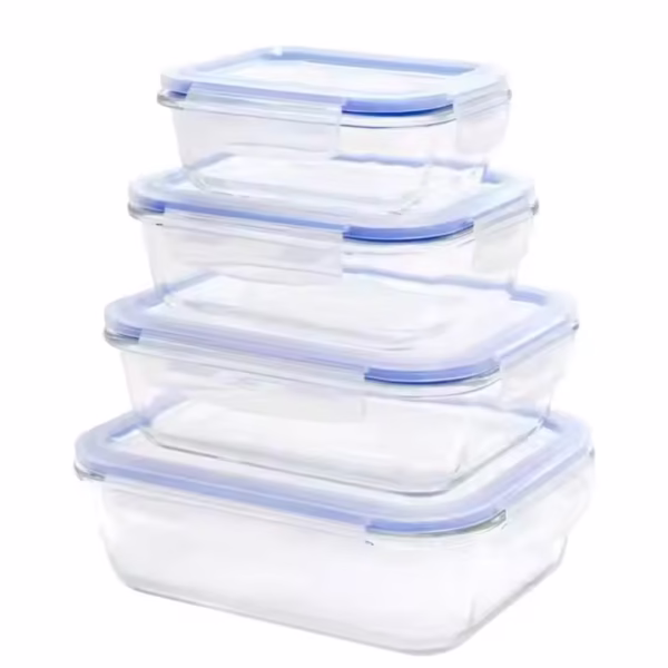 Round High Borosilicate Glass Lunch Box with Plastic/bamboo Lid ,glass Food Container Box7uy - Image 2