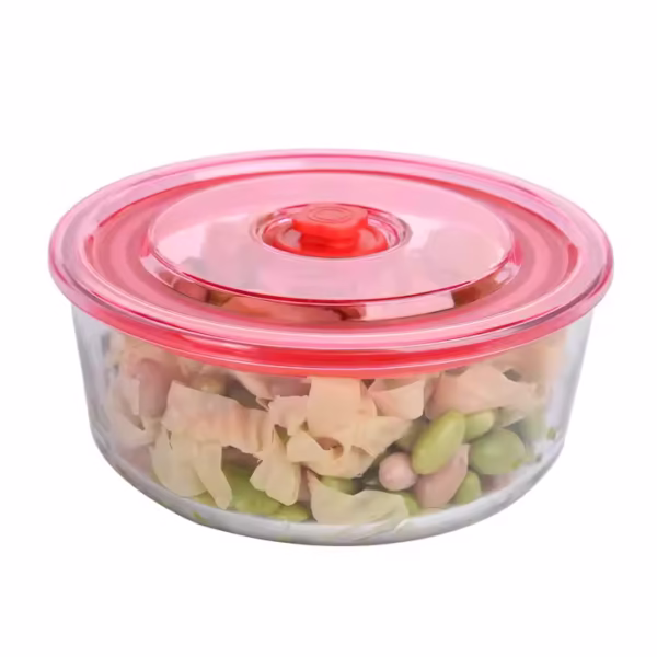 Round Glass Bowl Set with Plastic Lid,round Glass Food Container with Lid - Image 4