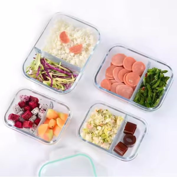 Glass Food Storage Containers Container House Glass Lunch Box with 3 Compartment