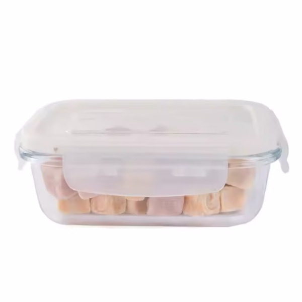 Microwave Oven Glass Lunch Box Heat Resistant Transparent Square Borosilicate Airtight Crisper Food Container - Image 3