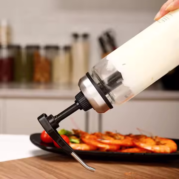 300ml, 450ml High Borosilicate Material Glass Oil Consumption Press Bottle Ketchup Bottle - Image 4