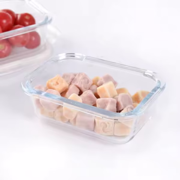 Microwave Oven Glass Lunch Box Heat Resistant Transparent Square Borosilicate Airtight Crisper Food Container - Image 4
