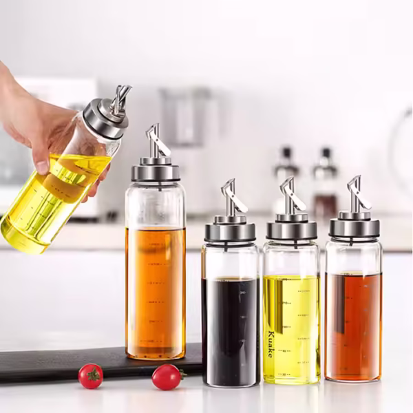 200ml, 270ml, 450ml Kitchen High Borosilicate Glass Oil Pot with Stainless Steel Lid - Image 4