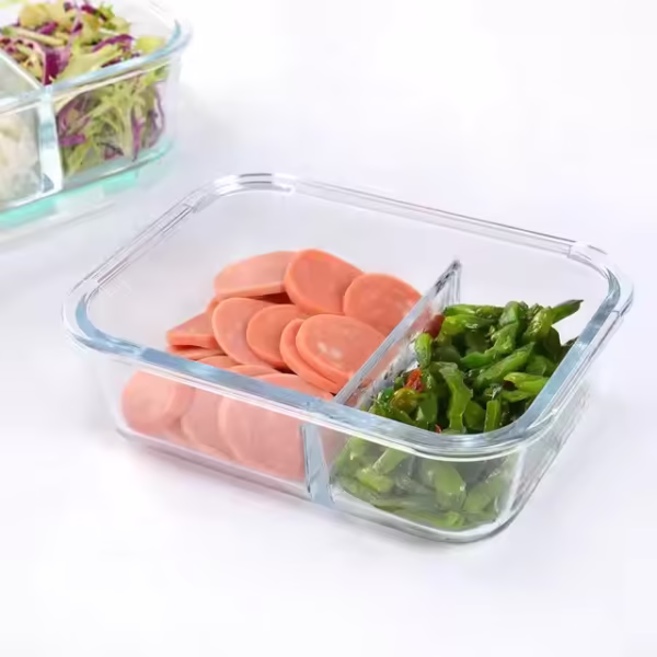 Glass Food Storage Containers Container House Glass Lunch Box with 3 Compartment - Image 5