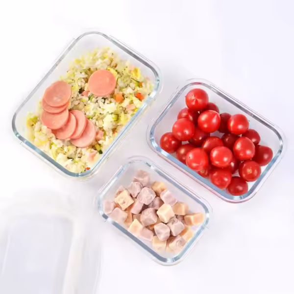 Microwave Oven Glass Lunch Box Heat Resistant Transparent Square Borosilicate Airtight Crisper Food Container - Image 6