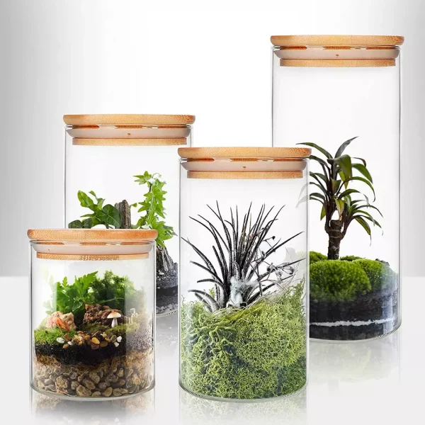 43oz-4pcs Kitchen Canisters Sets Borosilicate Glass Jars with Bamboo Lids - Image 3