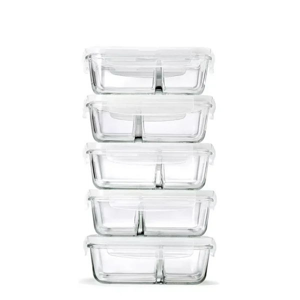 Glass Food Storage Containers Container House Glass Lunch Box with 3 Compartment - Image 3