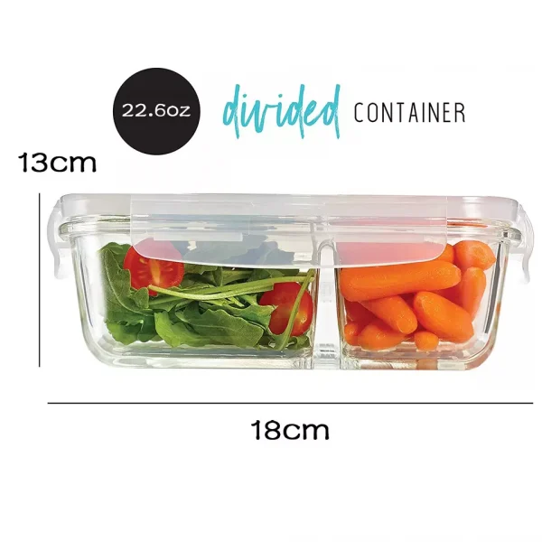 Glass Food Storage Containers Container House Glass Lunch Box with 3 Compartment - Image 4