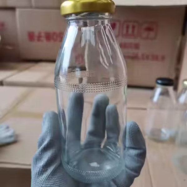 Milk Glass Bottles / Yogurt Glass Cute Jars / Small Glass Bottles with Lids / glassware