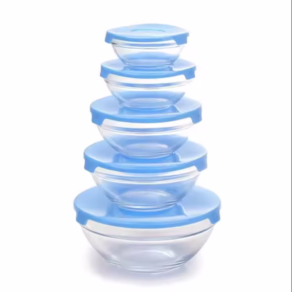 5pcs Glass Salad Bowl, Round Shape Glass Mixing Bowl Set for Kitchen,glass Bowl