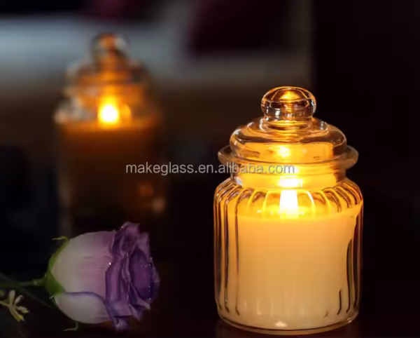 Colored Glass Candle Container Holder