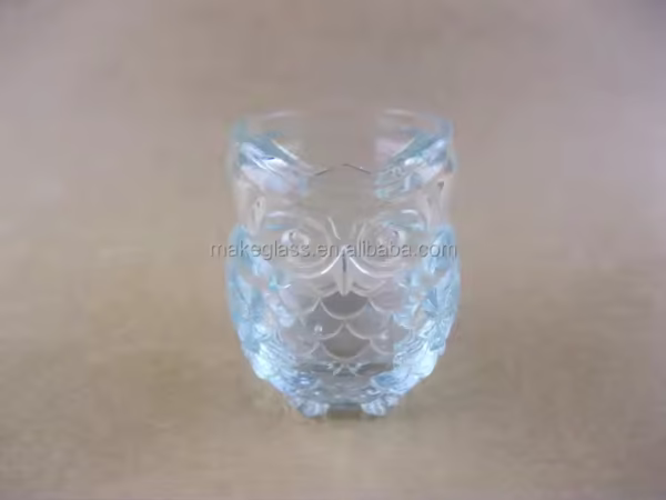 Owl Glass Candle Holder, Owl Shape Glass Candle Holder, Owl Candle Holder