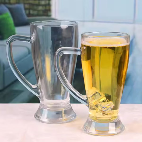 210ml, 350ml, 450ml clear Thickened Glass Beer Mug with Handle - Image 3