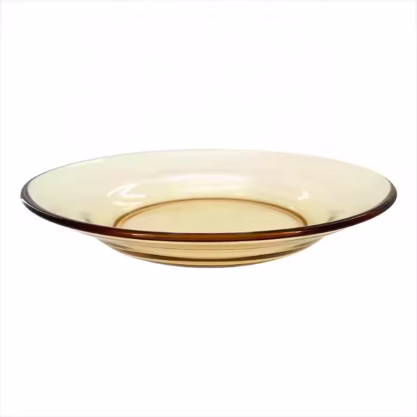 High Quality Glass Dishware Heat Resistant Amber Glass Plate Microwaveable