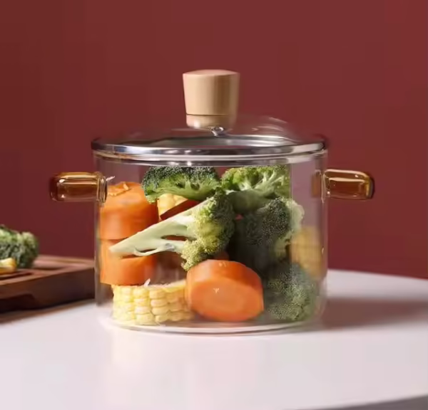 1.8L Heat Resistant Cooking Pot Set Glass New Design Borosilicate clear Glass Cooking Pot - Image 3