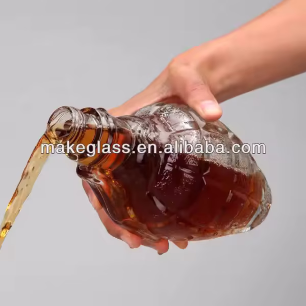 Special Glass Wine Bottle Grenade Shape Glass Bottle with Plastic Lid - Image 2