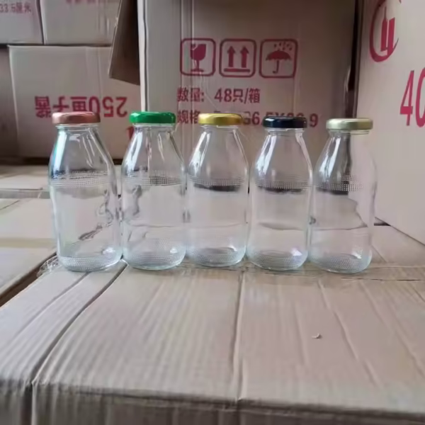 Milk Glass Bottles / Yogurt Glass Cute Jars / Small Glass Bottles with Lids / glassware - Image 4