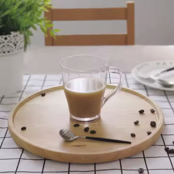 270ml clear Lead-free Glass Milk Cup with Handle - Image 3