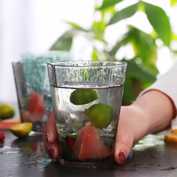 Colorful Transparent Octagonal Glass Mug - Image 5
