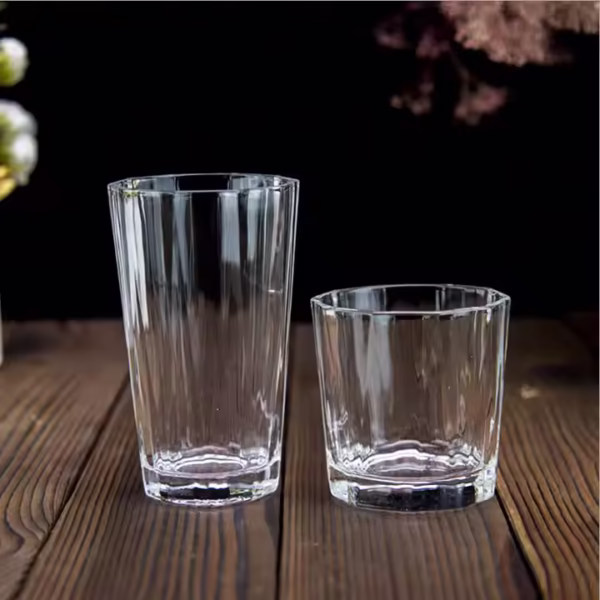 Octagonal Highball Drinking Square Glass Tumbler - Image 2