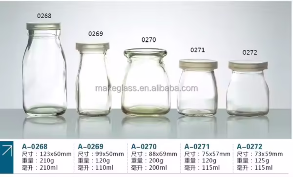 Milk Glass Bottles / Yogurt Glass Cute Jars / Small Glass Bottles with Lids / glassware - Image 5