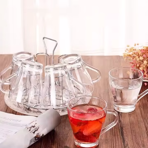 270ml clear Lead-free Glass Milk Cup with Handle - Image 2