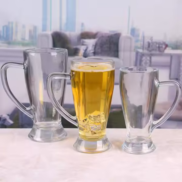 210ml, 350ml, 450ml clear Thickened Glass Beer Mug with Handle