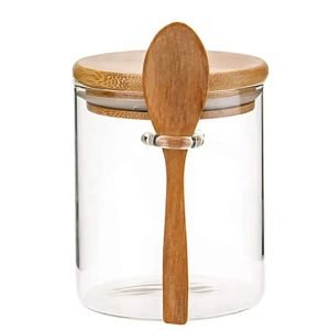 High Borosilicate Glass Jar With Spoon Manufacturer & Supplier 1