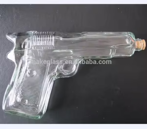 Unique Gun Shape Glass Wine / Water Bottle Juice Bottle with Screw Cap - Image 2
