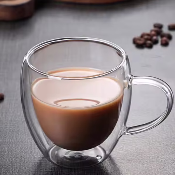 Household Transparent Double Layer High Borosilicate Glass Mug with Handle - Image 4