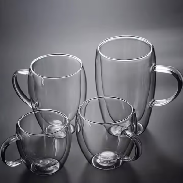 Household Transparent Double Layer High Borosilicate Glass Mug with Handle - Image 2