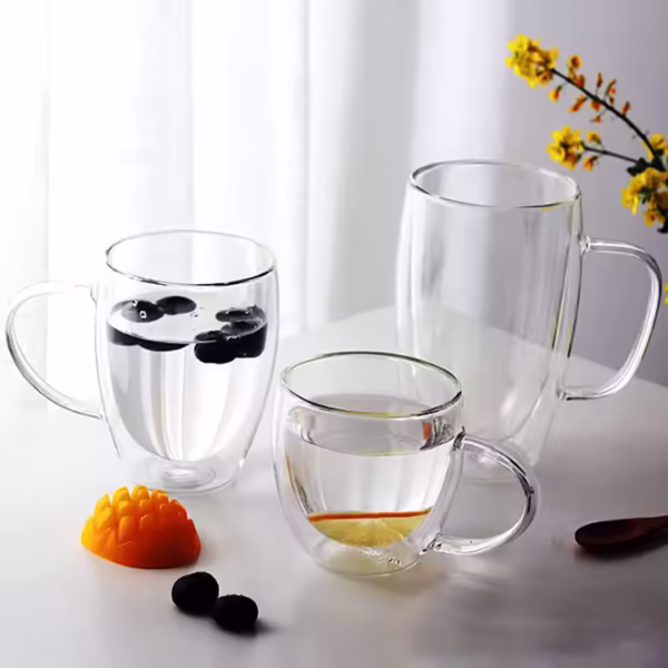 Household Transparent Double Layer High Borosilicate Glass Mug with Handle - Image 5