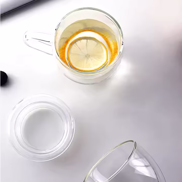 Household Transparent Double Layer High Borosilicate Glass Mug with Handle - Image 3