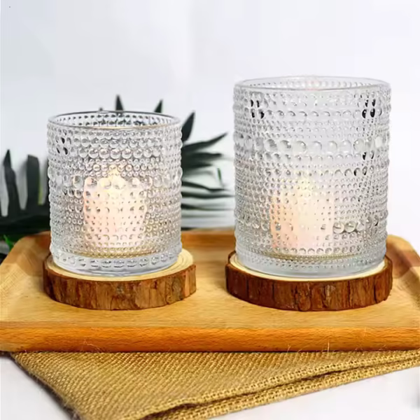 Raindrop Embossed Glass Candle Holder - Image 3