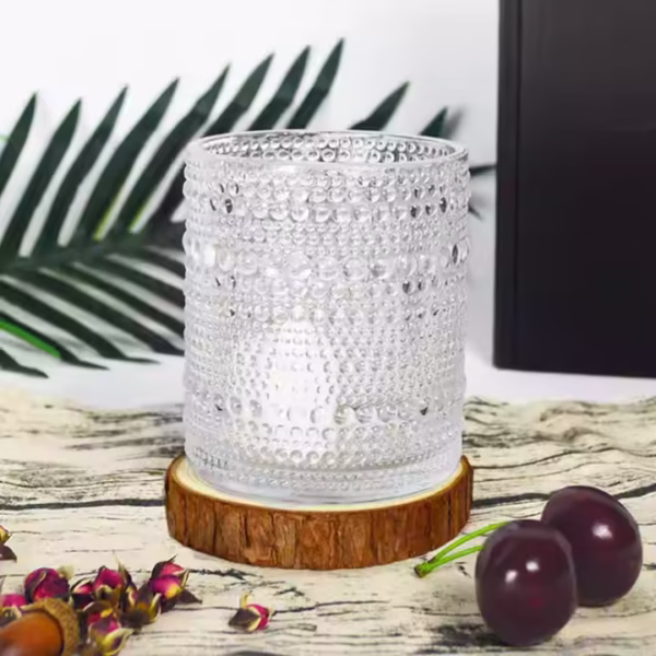 Raindrop Embossed Glass Candle Holder - Image 2