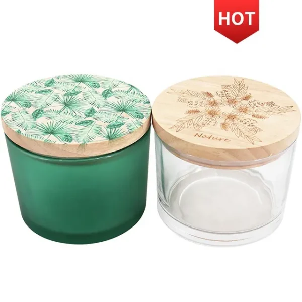 Wholesale Custom Candles Luxury Unique Green clear Glass Jars Empty 8oz 10oz Candle Vessels