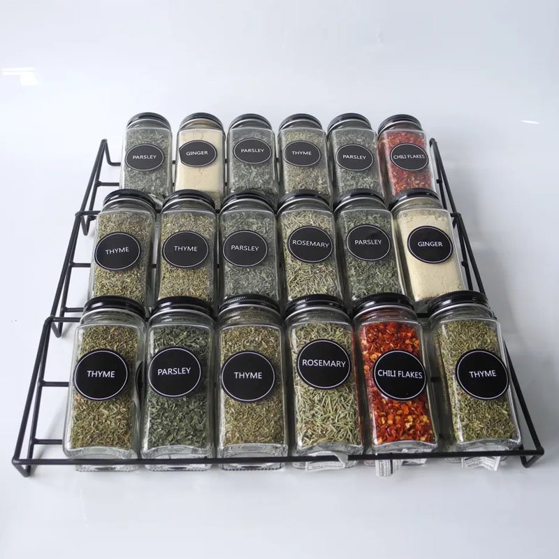 Spice Drawer Organizer Insert 3 Tier Spice Rack Tray Drawer Organizer For Kitchen Cabinets with labels 4