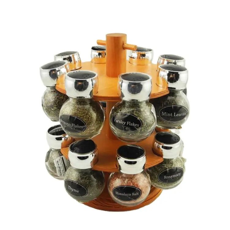 Kitchen Wholesale 16 Jars Kitchen Revolving Spice Rack Stand Holder Set Seasoning Pot Cruet Set 1