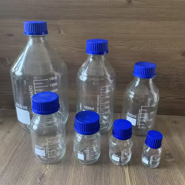 2000/1000/500/250ml Chemical Glass Reagent Bottle with Plastic Lid ,amber Chemical Glass Bottle with Lid