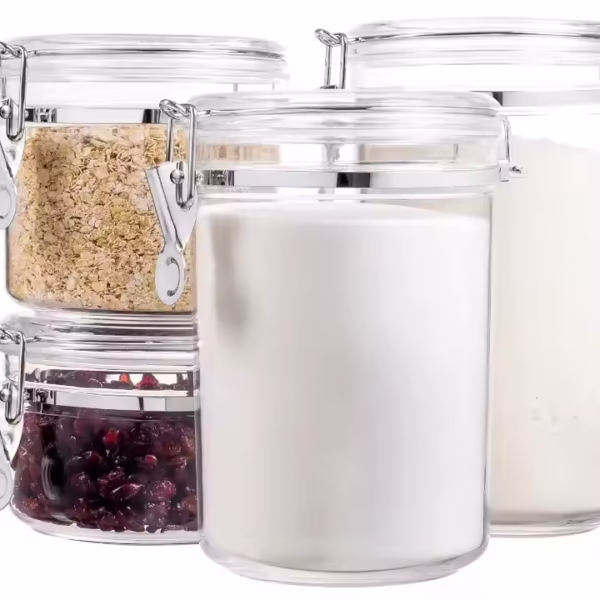 Airtight High Borosilicate Glass Food Storage Containers Jar Stainless Steel Lids 6 Packs - Image 2