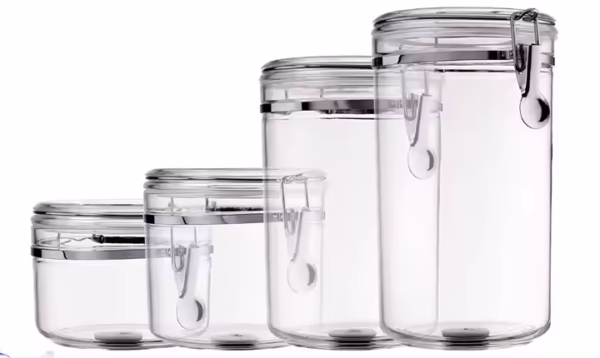 Airtight High Borosilicate Glass Food Storage Containers Jar Stainless Steel Lids 6 Packs - Image 3