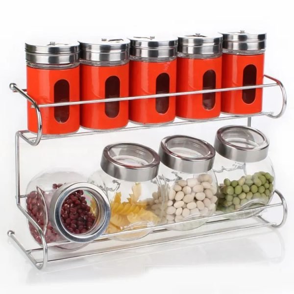 Glass Shaker Bottle with Metal Rack Set Tp12114 3