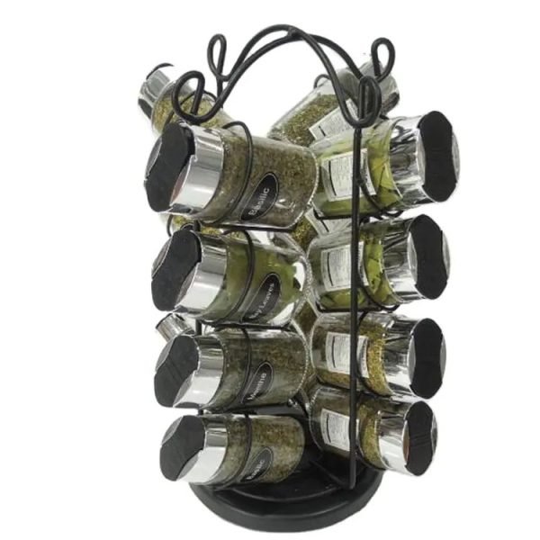 Round Herb Jar&bottle Rack and Pp Lid Glass Spice Jar for Kitchen 1
