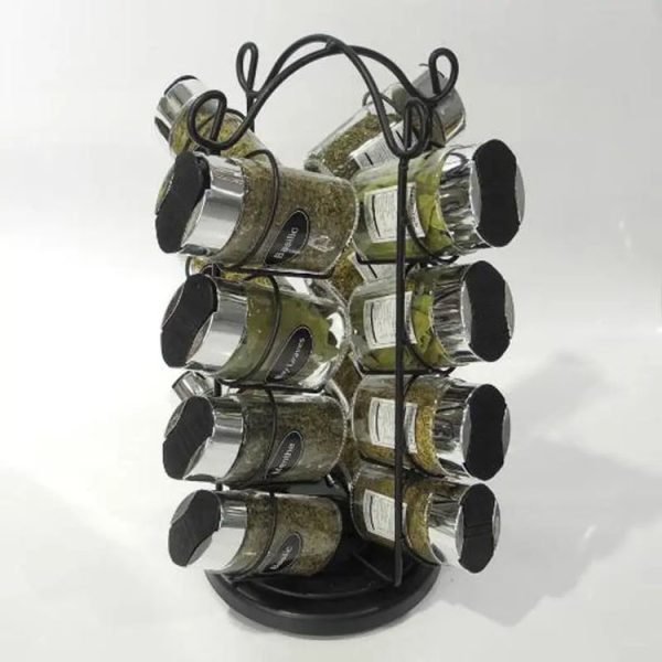 Round Herb Jar&bottle Rack and Pp Lid Glass Spice Jar for Kitchen 2