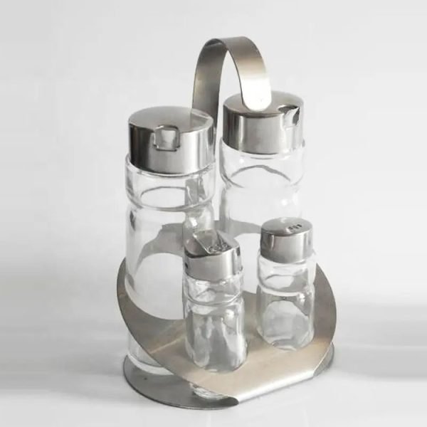 Round Herb Jar&bottle Rack and Pp Lid Glass Spice Jar for Kitchen 4