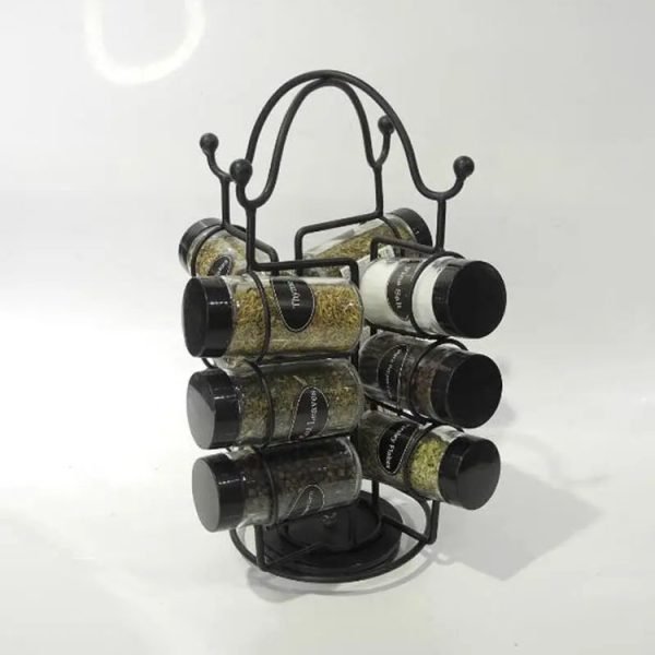 Round Herb Jar&bottle Rack and Pp Lid Glass Spice Jar for Kitchen 6